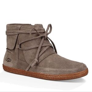 UGG Women's Suede Ankle Booties in Taupe and Brown